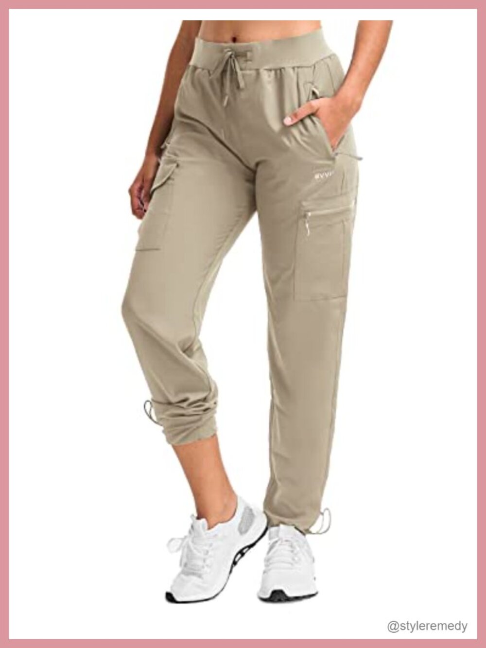 Women's Hiking Cargo Pants Lightweight Quick Dry Waterproof Joggers with Zipper